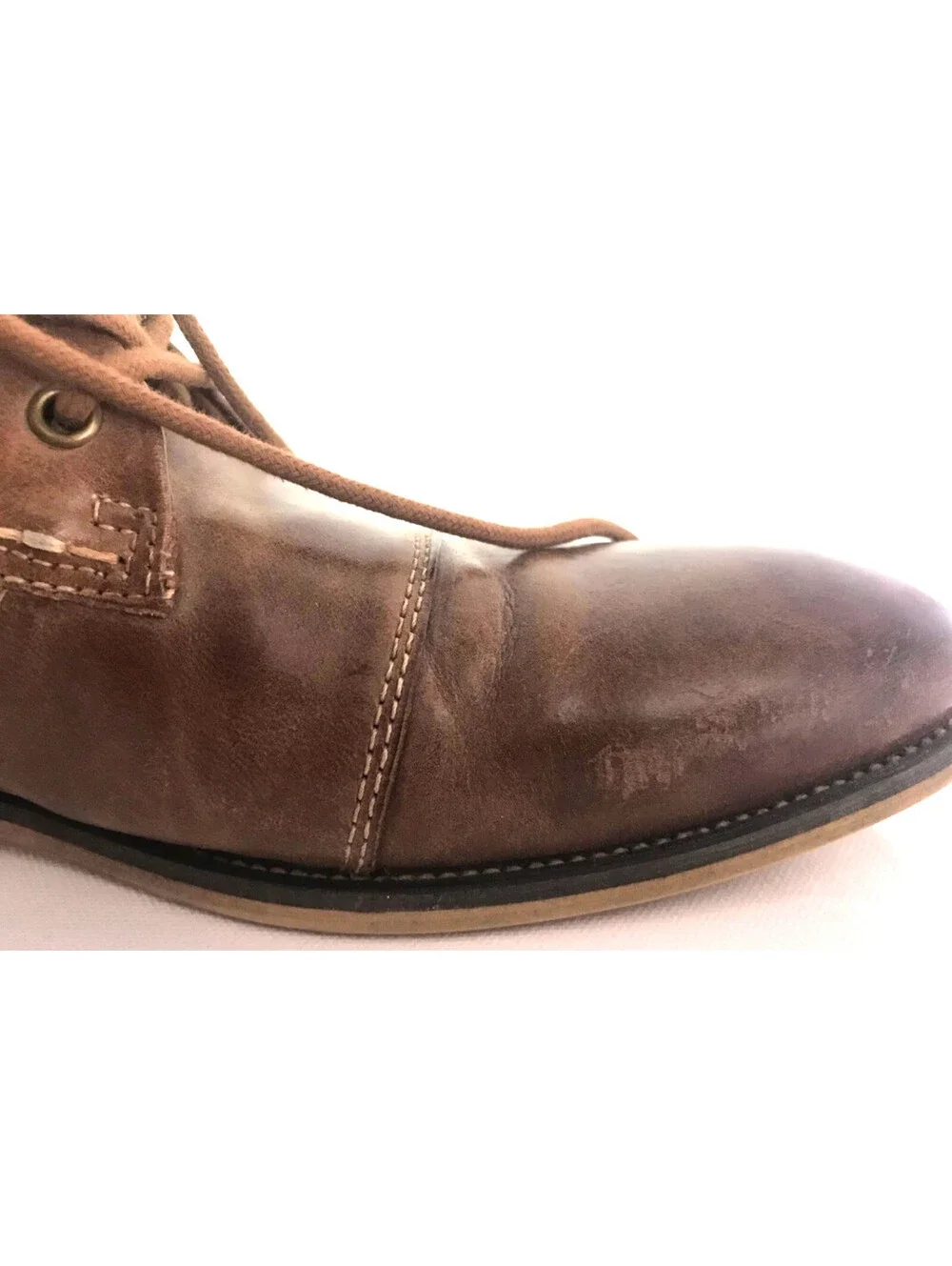 Steve Madden Mens P-Klatin Brown Leather Lace-Up Ankle P-Klatan Boots Size 9